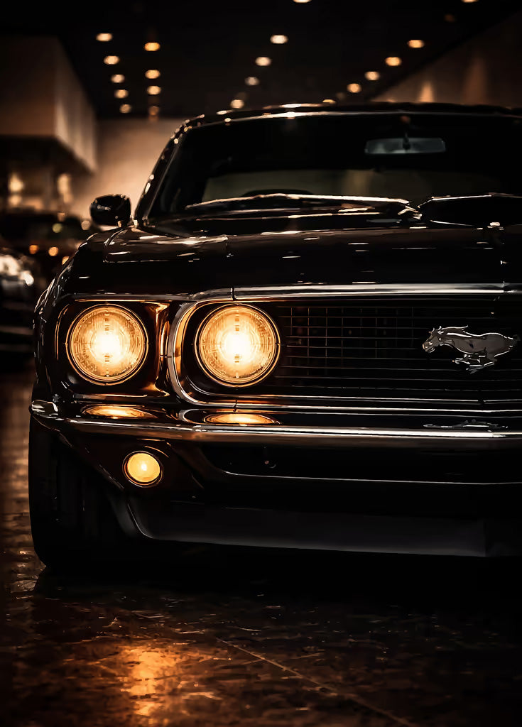 Classic Black Mustang metal wall art